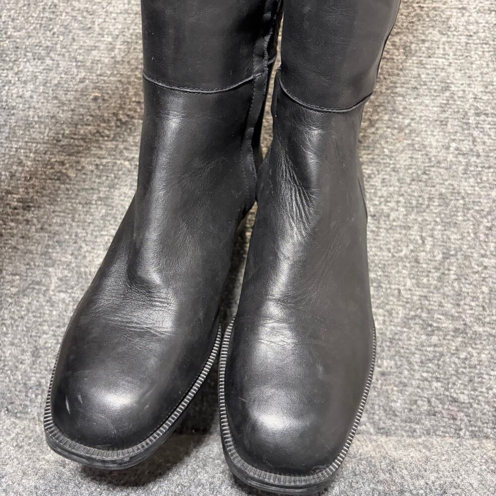 Nine West Black Leather Tall Riding Boots Women 9.5 Block Heel Knee High - Picture 4 of 10